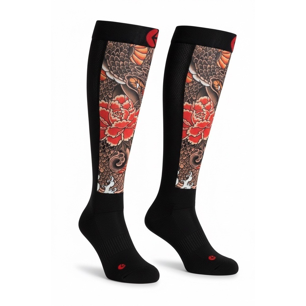 Ethika Mens Moto Sock Shogun Black Tiger Dragon Knee High Performance Socks M